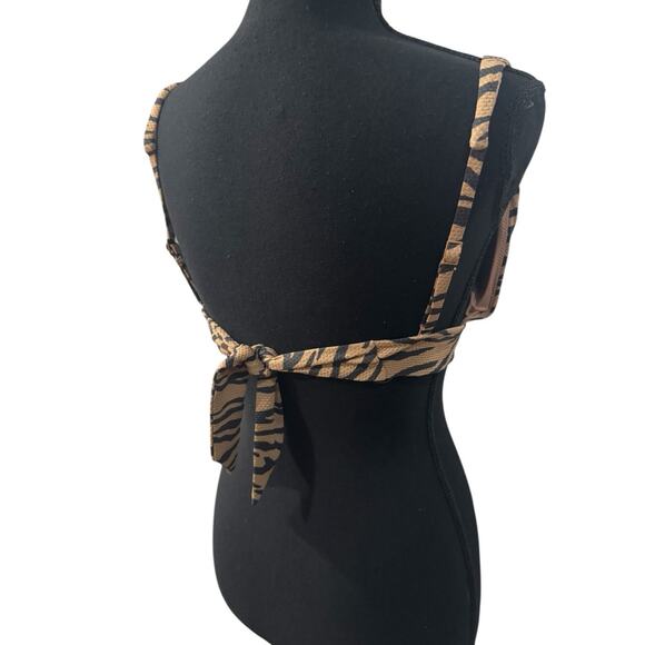 NWT! Aerie Pique Triangle Bikini Top Brown Black Animal Print - Size Medium - Picture 7 of 10